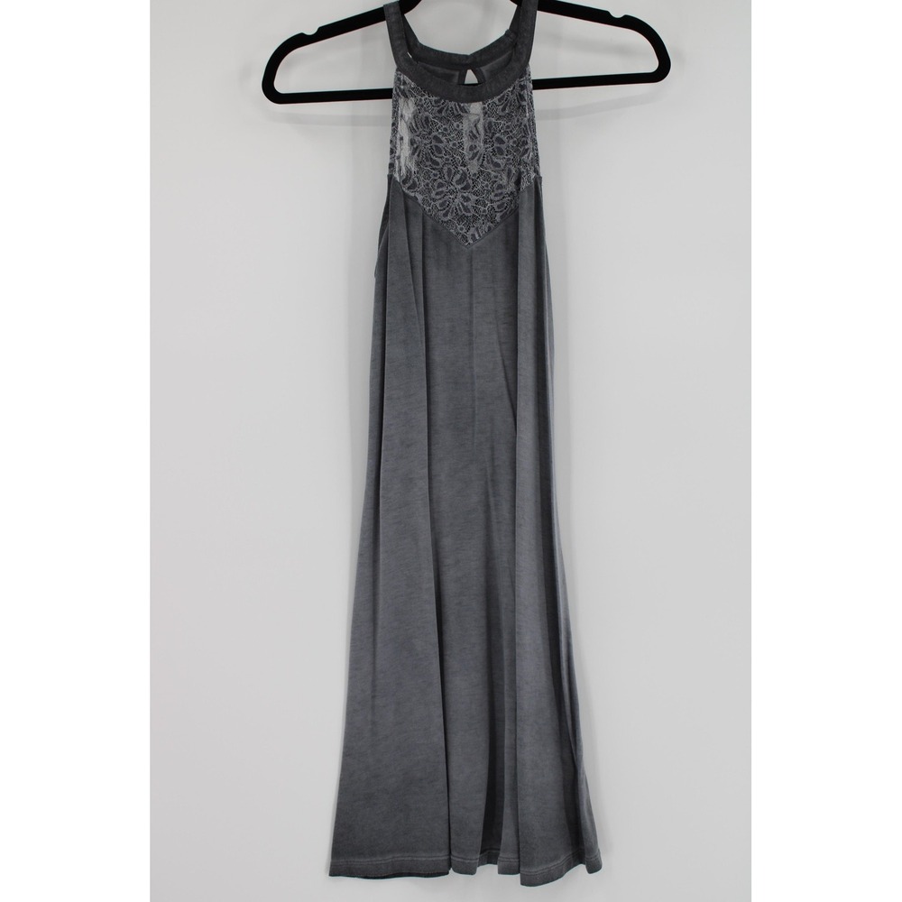 Mudd Dress Womens Small Gray Sleeveless Lace‎ Yoke Tank Flowy Casual Soft Summer